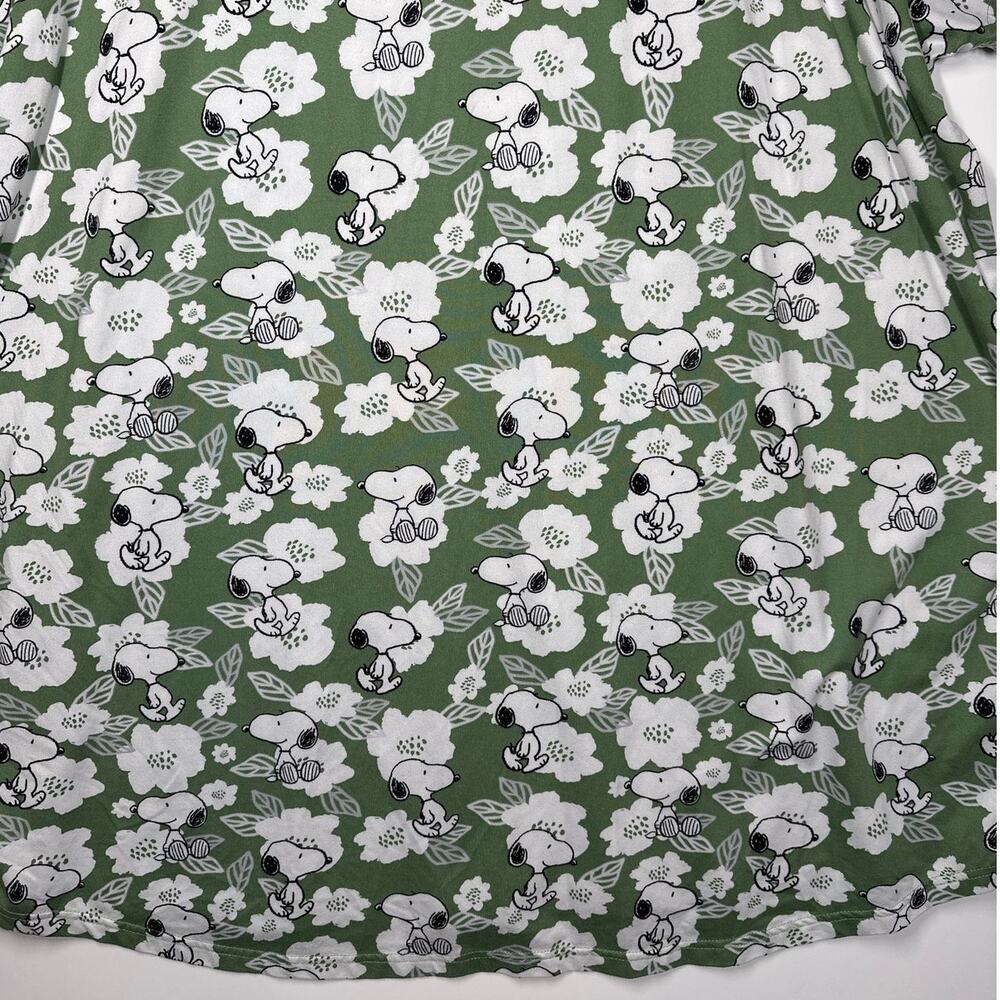 Munki Munki Peanuts Snoopy Green Floral Night Shirt Sleep Shirt Plus Sz 2X Comfy - Picture 10 of 10
